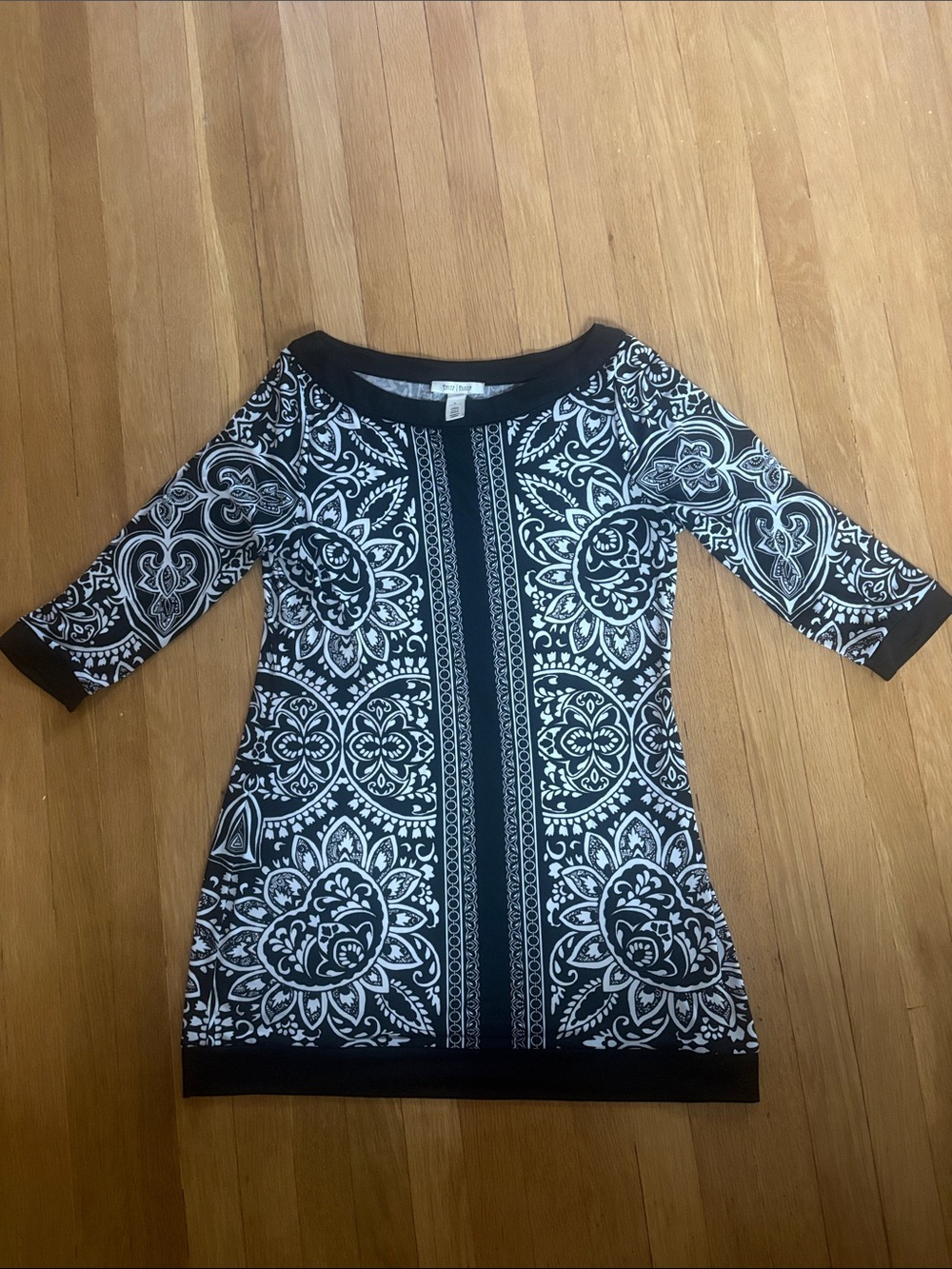 White House Black Market Black and White Patterned Dress